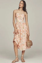 Hutch Iris Peach Watercolor Tulips Midi Dress