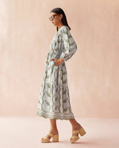 Omika Emerson Vani Dew Sky Blue Midi Dress