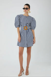 JS71 Dion Nautical Stripe Belt Dress