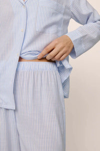 Eberjey Nautico Cornflower Blue Stripe Long PJ Set