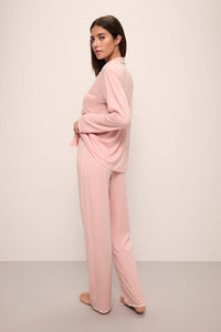 Eberjey Frida Whipstitch Silver Pink Long PJ Set