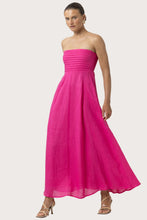 Lusana Talia Ultra Hot Pink Linen Pintuck Maxi Dress