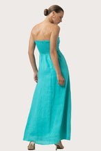 Lusana Melody Laurel Blue Linen Maxi Dress