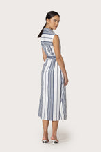 Lusana Chloe Shadow Stripe Belted Poplin Dress
