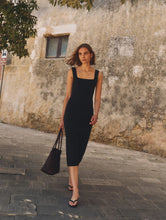 White + Warren Black Paperfine Midi Dress