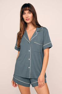 Eberjey Stone Blue Gisele Relaxed Short PJ Set