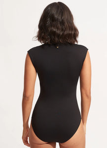 Seafolly Black Zip Front One Piece