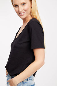 Socialite Black V Neck Tee