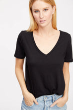 Socialite Black V Neck Tee