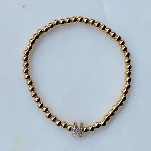 Beaded Gold Initial Bracelet