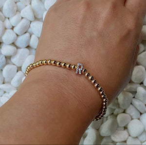 Beaded Gold Initial Bracelet