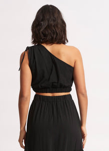 Knit Black One Shoulder Crop Top