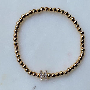 Beaded Gold Initial Bracelet