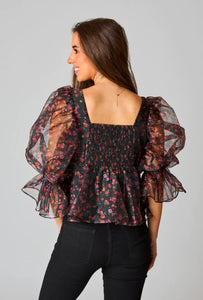 Buddy Love Puff Sleeve Peplum Top