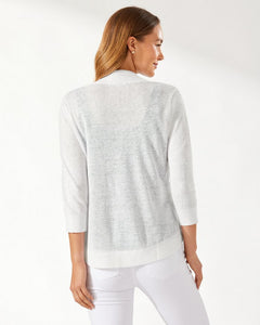 Tommy Bahama White Linen Open Cardigan