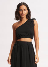 Knit Black One Shoulder Crop Top