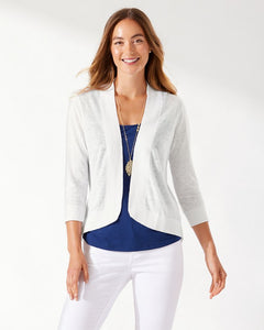 Tommy Bahama White Linen Open Cardigan